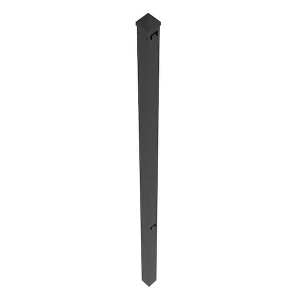 TuffBilt Dillon 2 in. x 2 in. x 70 in. Black Aluminum Fence Line Post
