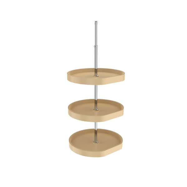 Polymer Maple D-Shape Almond 3-Shelf Lazy Susan for 38 in. H Corner Wall Cabinets