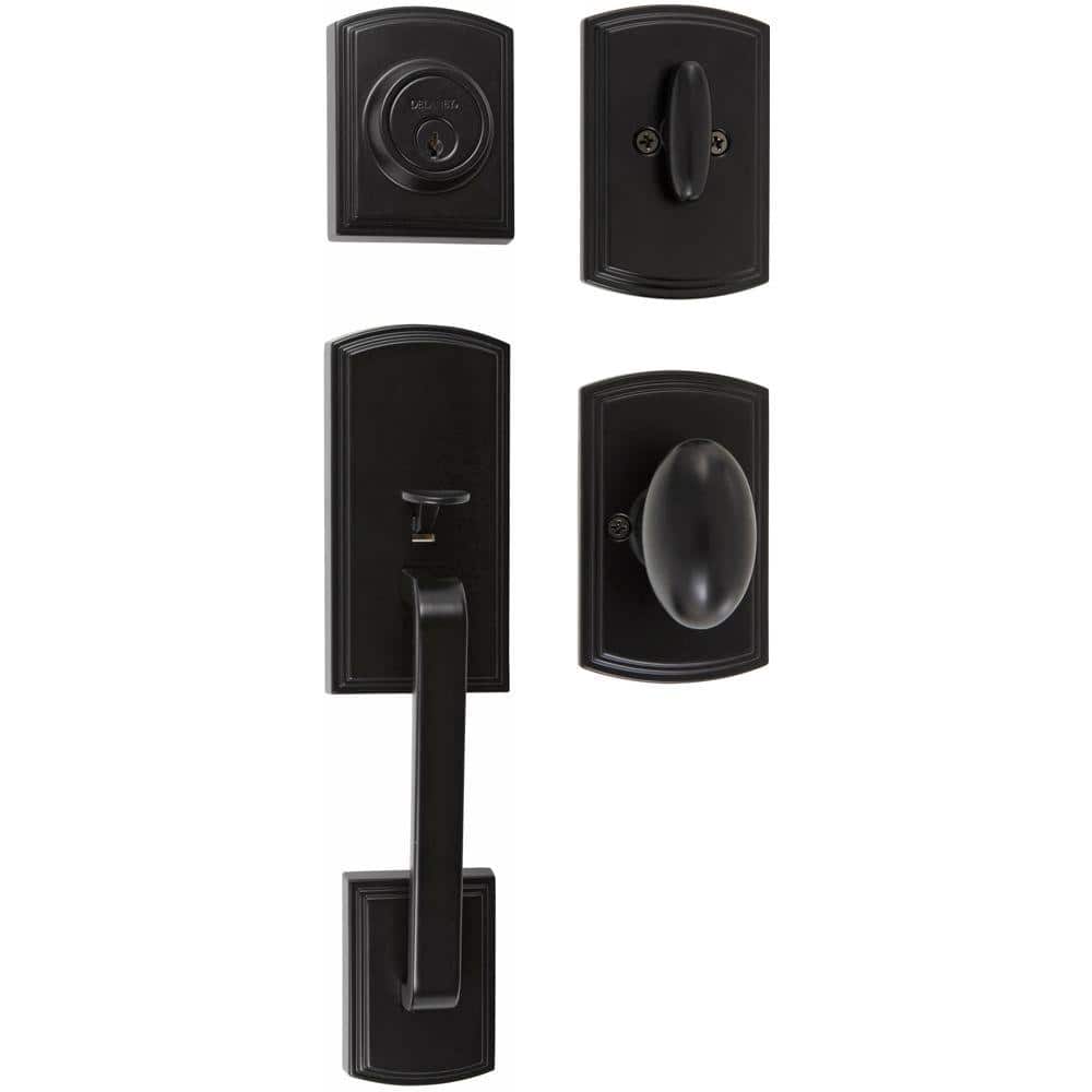 Visconti Single Cylinder Black Door Handleset with Canova Interior