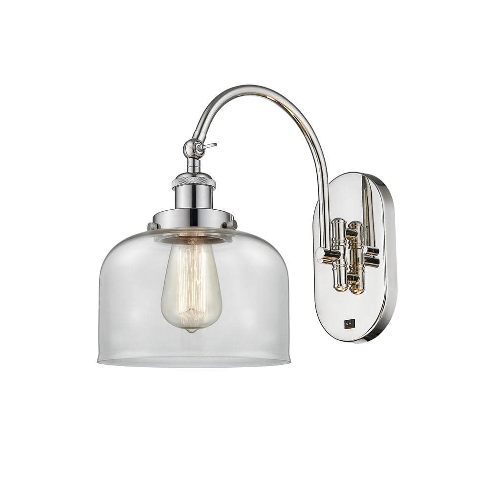 Bell 1-Light Polished Nickel, Clear Wall Sconce with Clear Glass Shade price history on PriceWatchPro