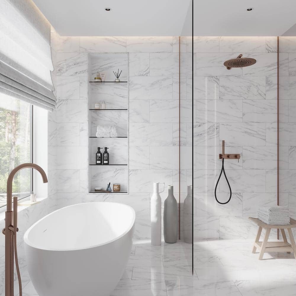 Gray 12" x 24" Polished Marble Wall and Floor Tile