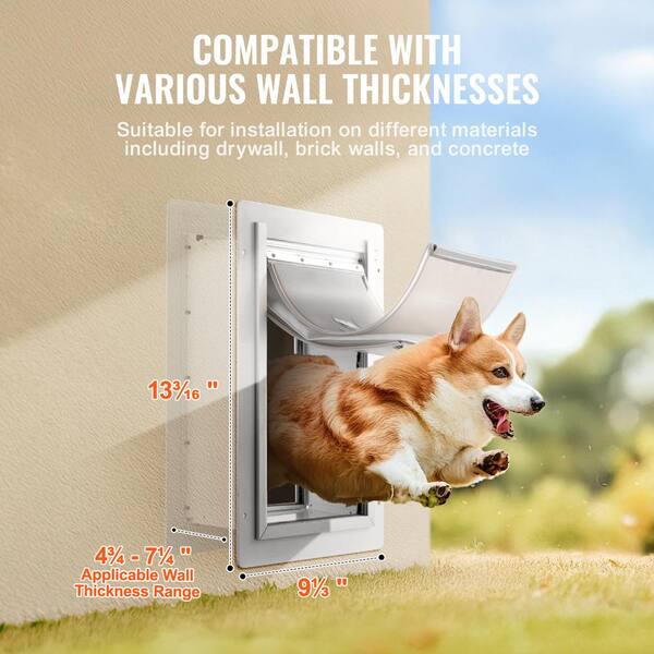 VEVOR Pet Door, 9.29 x 13.19 in. Metal Frame with Lock and 3-Flap