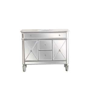 Timeless Home 20.5 in. W x 42 in. D x 35 in. H Single Bathroom Vanity in Antique Silver with White Marble Top and Basin