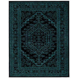 Adirondack Black/Teal 8 ft. x 10 ft. Border Area Rug