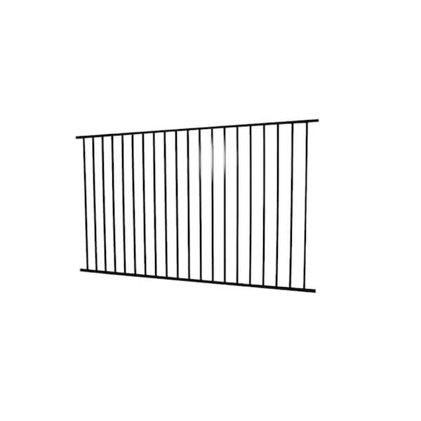 Unbranded 4 ft. x 8 ft. Metal Spaced Picket Flat Top Flat Metal Fence Panel