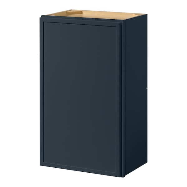 Leyton 18 in. W x 12 in. D x 30 in. H Ready to Assemble Plywood Slim Shaker Wall Kitchen Cabinet in Ink Blue