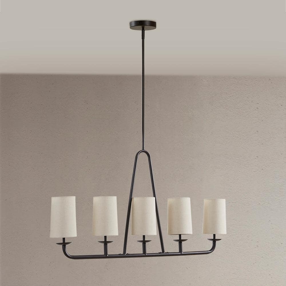 Serenitie Bronze Linear Chandelier with Tapered Drum Shades