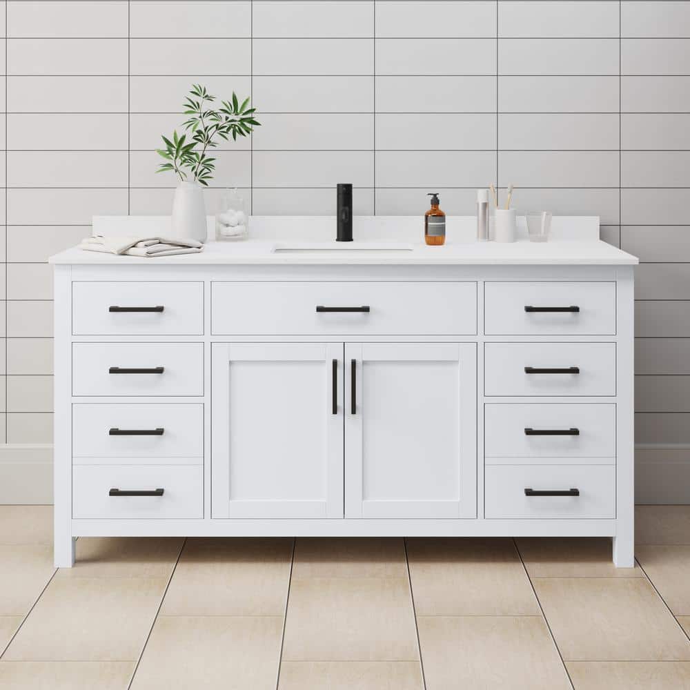 Beckett 66 in. W x 22 in. D Single Bath Vanity in White with Cultured Marble Vanity Top in White with White Basin price history on PriceWatchPro