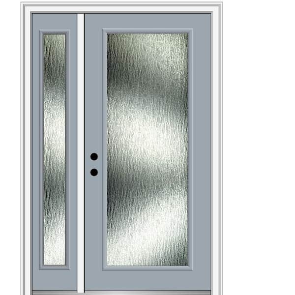 MMI Door 48 in. x 80 in. Right-Hand/Inswing Rain Glass Storm Cloud Fiberglass Prehung Front Door on 4-9/16 in. Frame