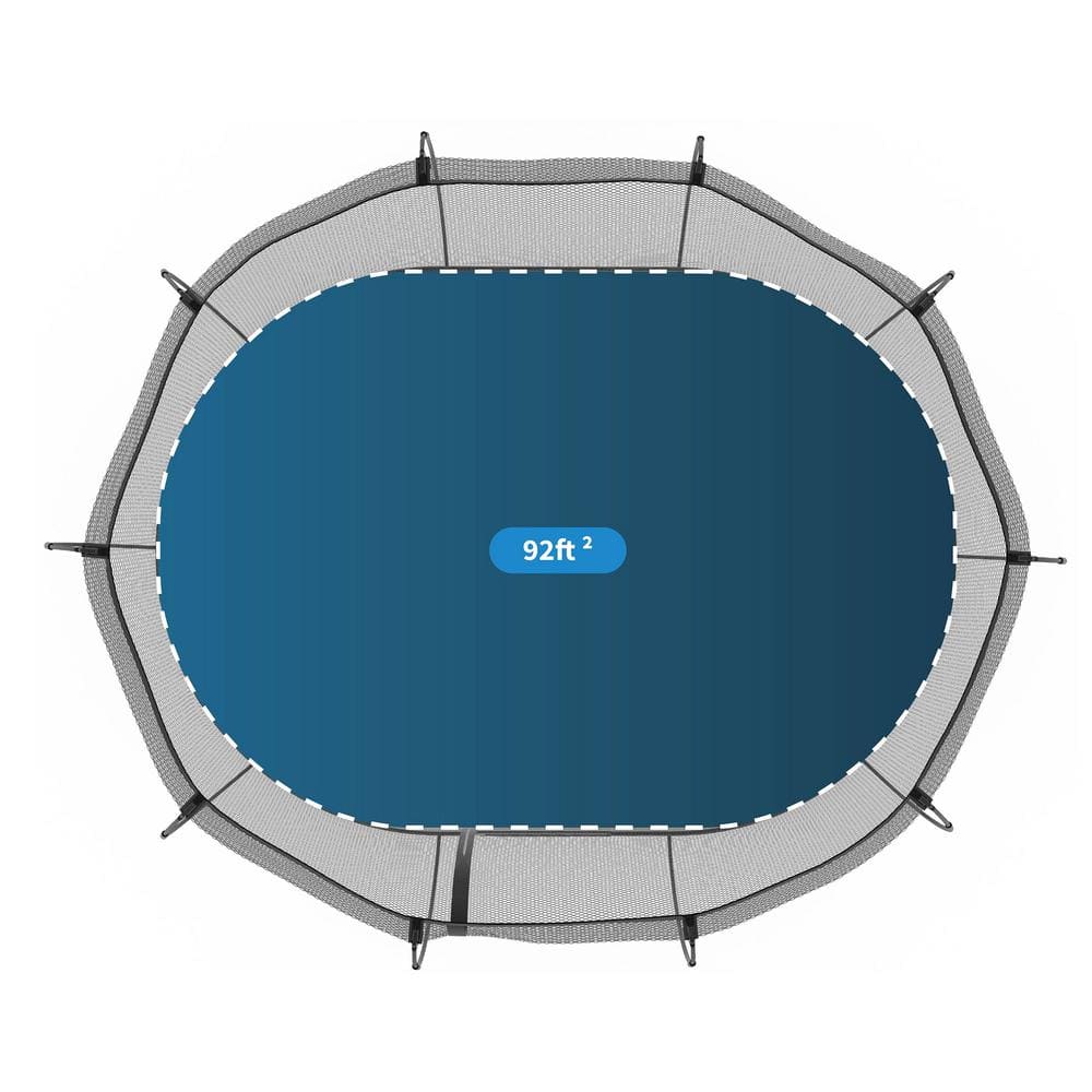 Springfree 8' x 13' Black Oval Springless Trampoline with Enclosure