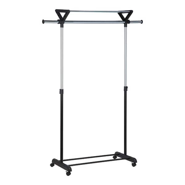 Chrome Steel Clothes Rack With, Garment Rack With Top Shelf