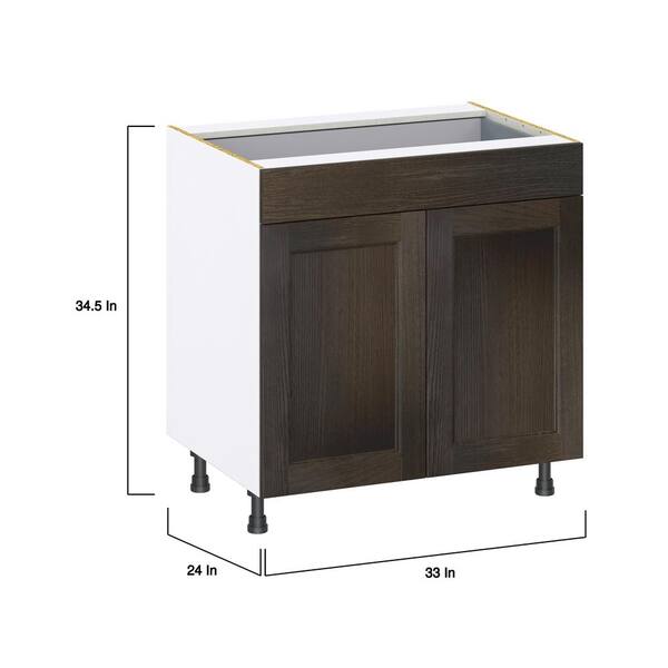 J COLLECTION Lincoln Chestnut Solid Wood Assembled Base Kitchen Cabinet with 3-Inner Drawers (33 in. W x 34.5 in. H x 24 in. D)