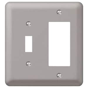 Declan 2 Gang 1-Toggle and 1-Rocker Steel Wall Plate - Pewter