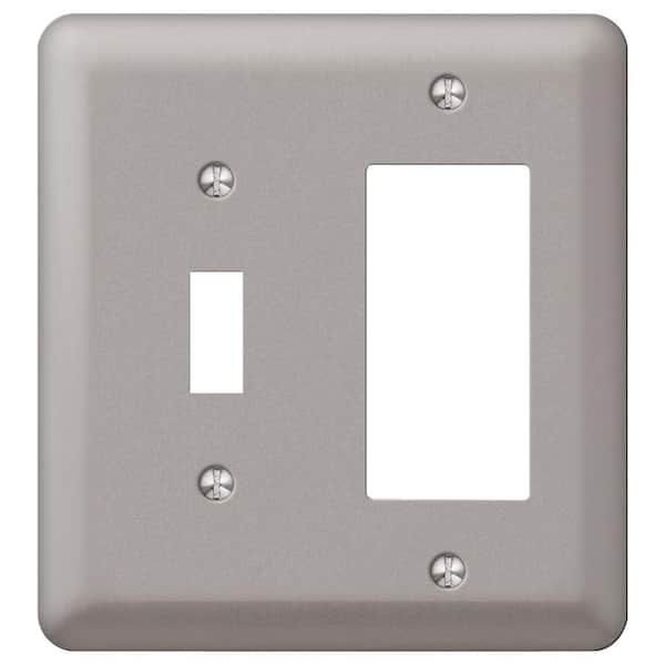 AMERELLE Declan 2 Gang 1-Toggle and 1-Rocker Steel Wall Plate - Pewter