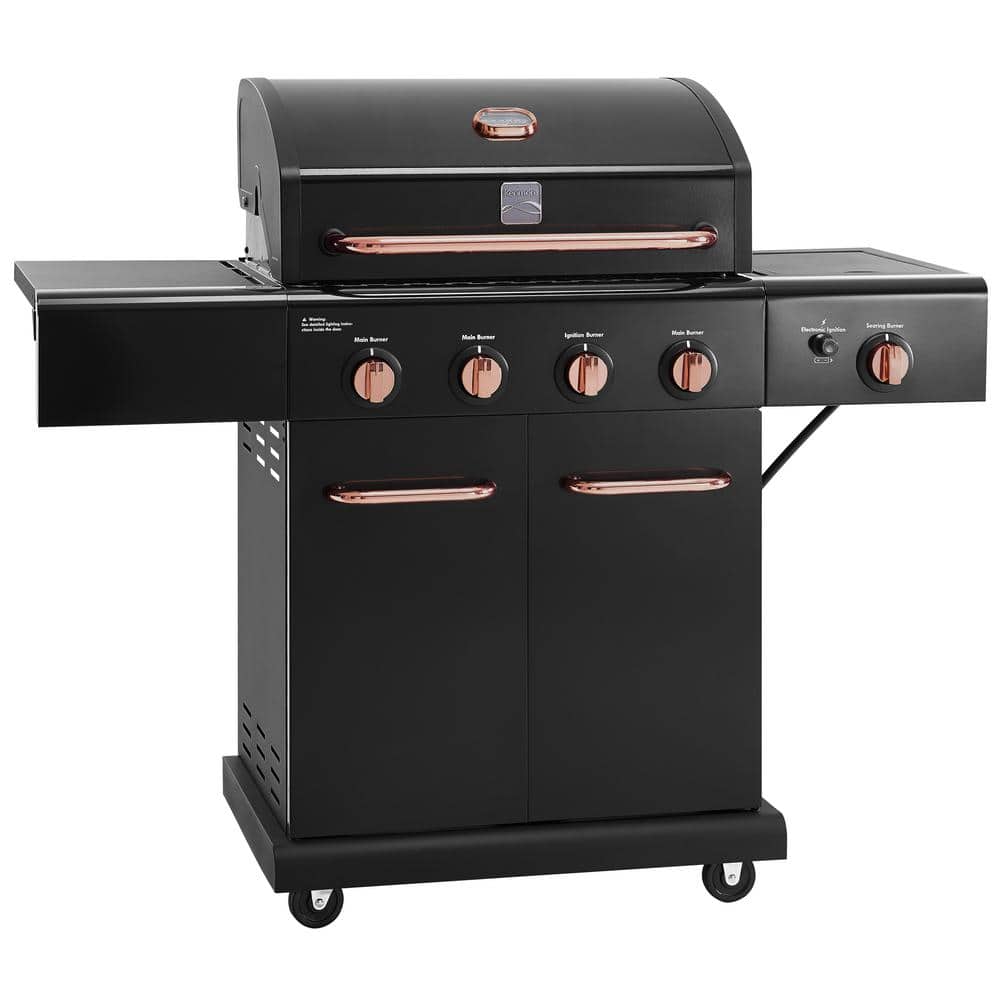 Kenmore Black and Copper 4-Burner Propane Gas Grill with Side Burner