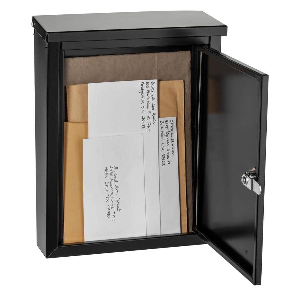Black Steel Lockable Wall Mount Mailbox