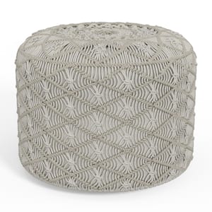 Coates Cloud Grey Round Macrame Pouf