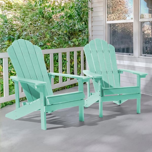 JOYESERY Apple Green HIPS Plastic Weather Resistant Adirondack Chair for Outdoors (2-Pack)