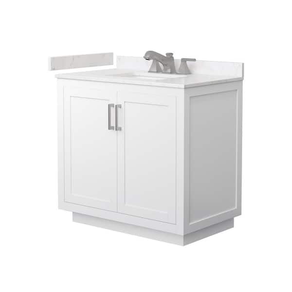 Miranda 36 in. Single Freestanding White Bath Vanity with Carrara Cultured Marble Top