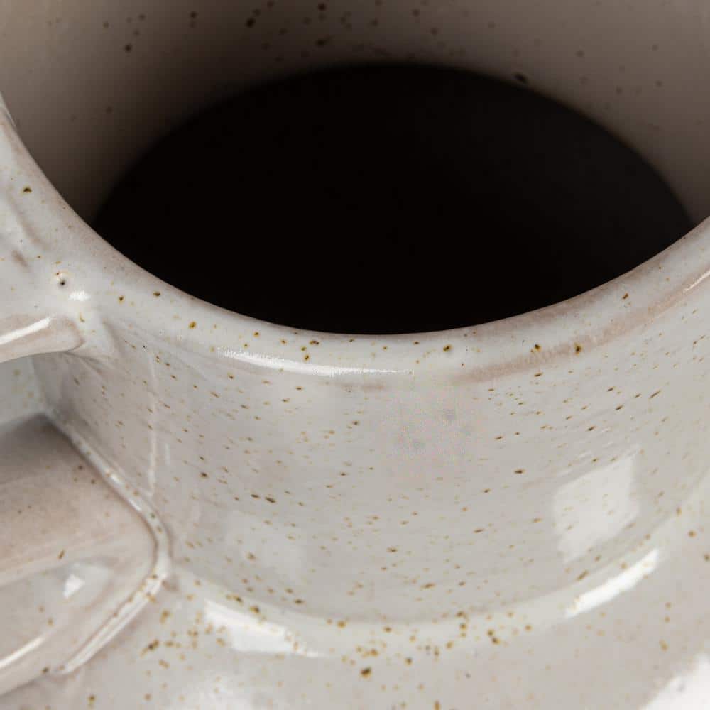 Speckled Cream Stoneware Planter Pot with Knob Details
