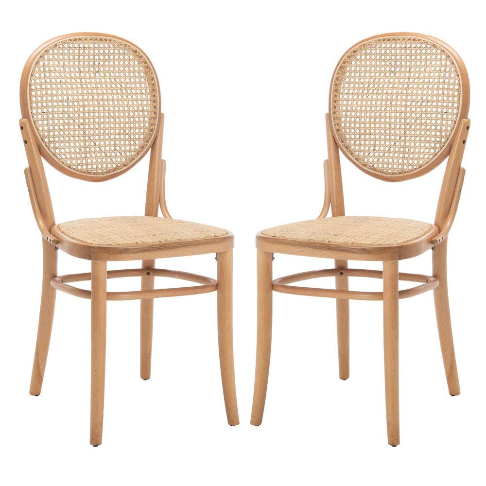 Elegant Transitional Natural Cane and Wood Side Chair