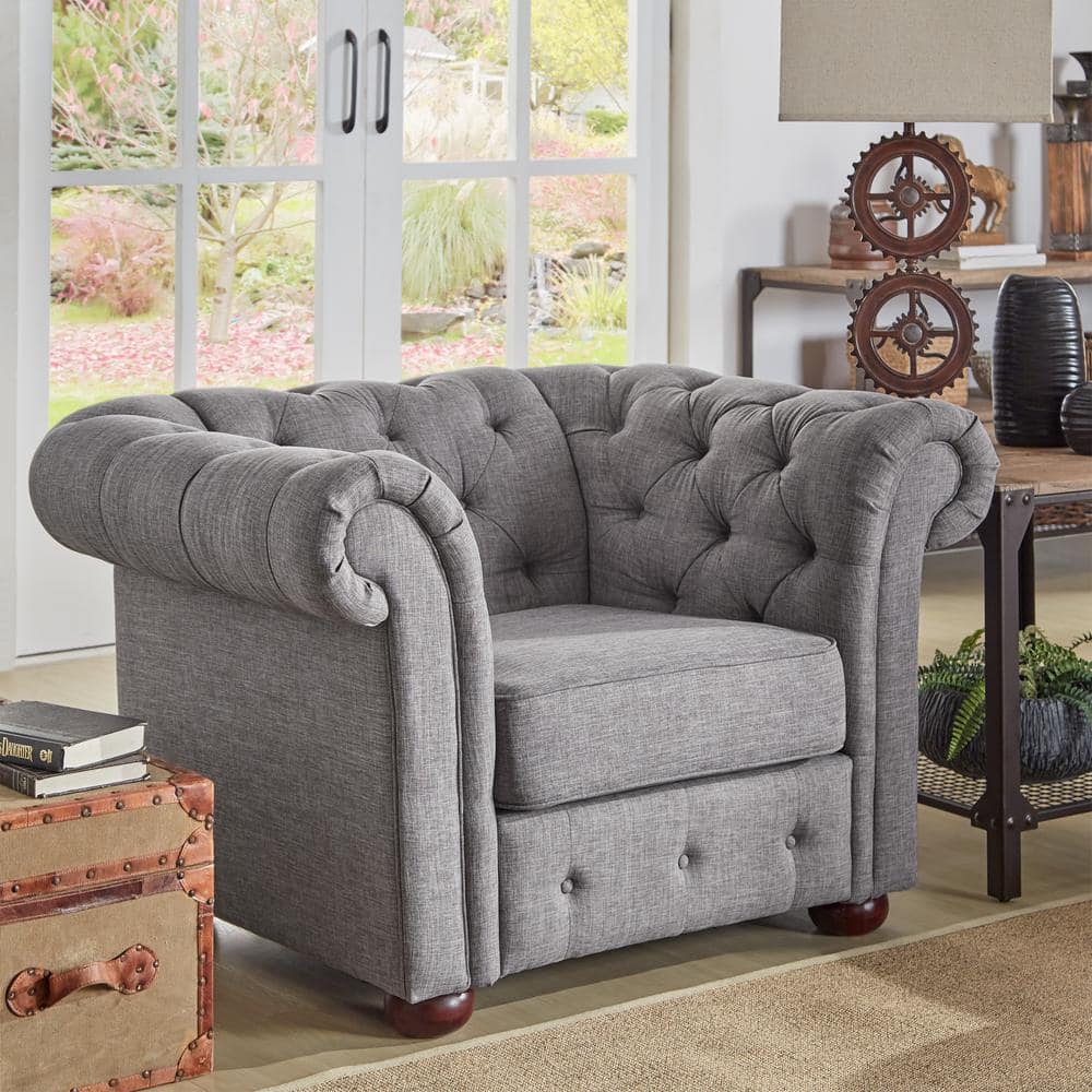 Starks tufted fabric discount chesterfield chair and ottoman