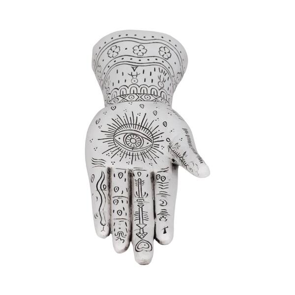 Liv & Skye White 10 in. Resin Tattoo Hand Sculpture 18106-02 - The