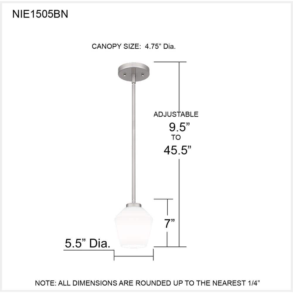Nielson Brushed Nickel Mini Pendant Lamp with Milk Glass Shade