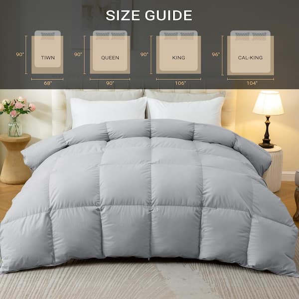 Wellos Gray All Season Feather Down Comforter King 100