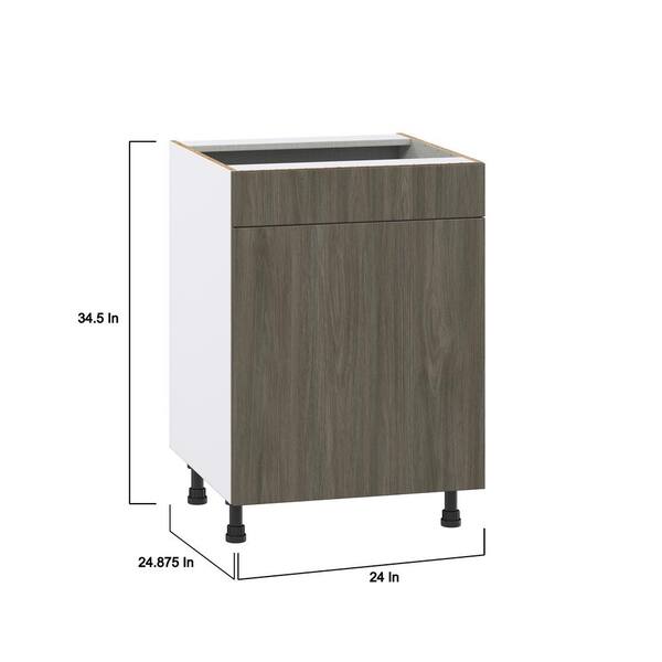 J COLLECTION Medora 36 in. W x 34.5 in. H x 24 in. D Textured Slab Walnut Assembled Sink Base Kitchen Cabinet with a False Front