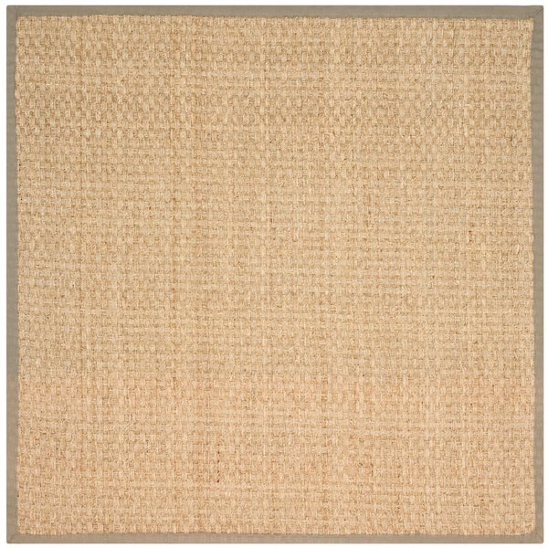 Natural Fiber Natural/Olive 8 ft. x 8 ft. Border Woven Square Area Rug