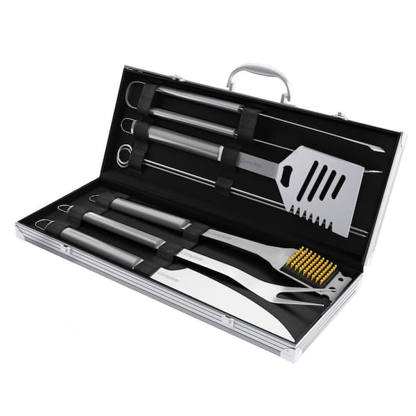 BBQ Tools & Grill Set 10 PCS Stainless Steel Grilling Accessories Kit With Case 