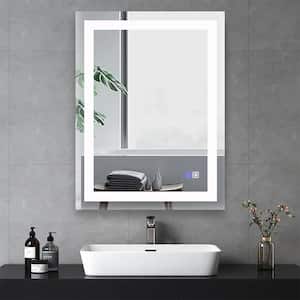 24 in. W x 32 in. H Rectangular Frameless Wall Mount Bathroom Vanity Mirror in Silver with LED Light Anti Fog