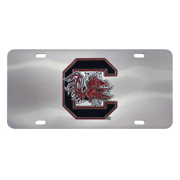 FANMATS 6 in. x 12 in. NCAA University of South Carolina Stainless Steel Die Cast License Plate