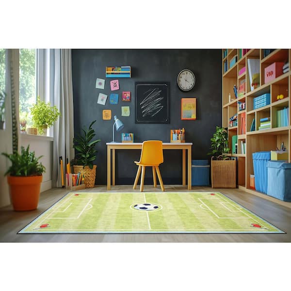 Kidz Green 4 ft. x 6 ft. Children Polyester Area Rug