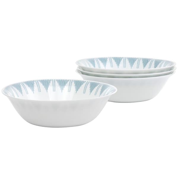 Gibson Piper Point 19 fl. oz. 6.5 in. Blue Round Tempered Opal Glass Fruit Bowl (Set of 4)