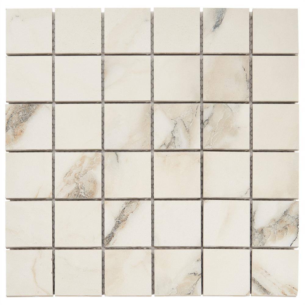 Calacatta Rustico Matte Porcelain Mosaic Tile for Indoor and Outdoor Use