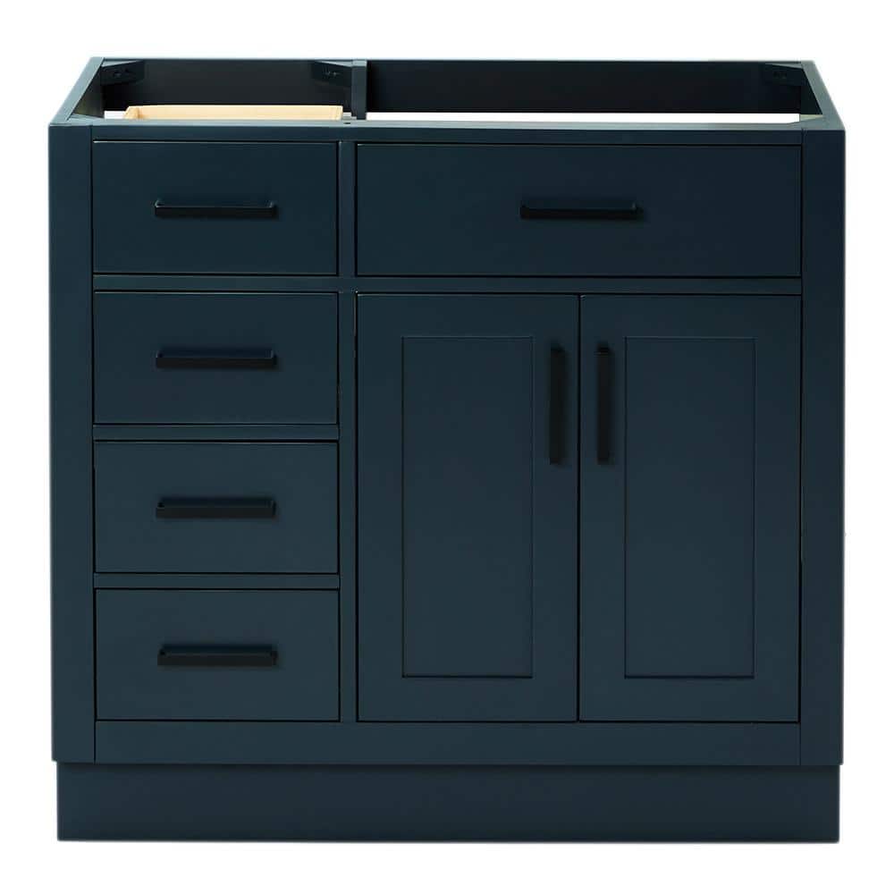 Midnight Blue Hardwood Freestanding Vanity Cabinet, 36"