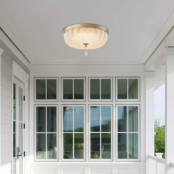TinHon 12 in. 18W LED Gold Flush Mount Ceiling Light, Dimmable