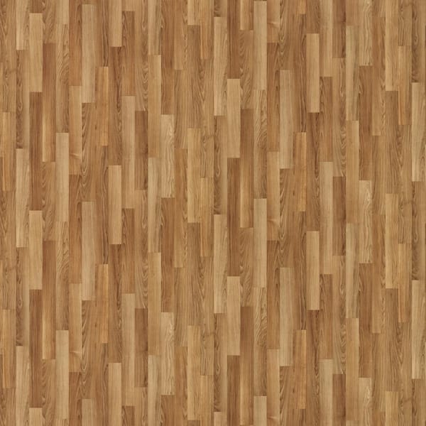 TrafficMaster Oak Strip Butterscotch Wood Residential Vinyl Sheet Flooring 12ft. Wide x Cut to Length