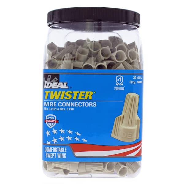 100 IDEAL 30-341 Twister Wire Connectors Tan Min3 #22 to Max3 #10 NEW Sealed USA 