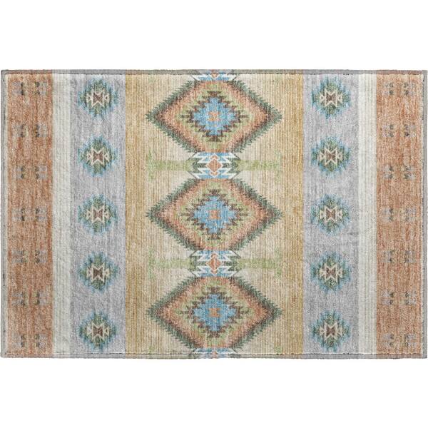 Mayfield Premium Machine Washable Abstract AMF2541 Copper 3 ft. x 4 ft. Area Rug