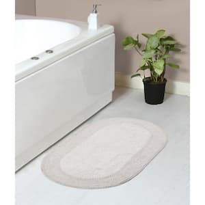 Double Ruffle Collection 100% Cotton Bath Rugs Set, 21x34 Rectangle, Ivory