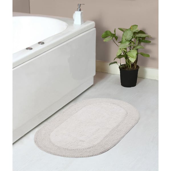 HOME WEAVERS INC Double Ruffle Collection 100% Cotton Bath Rugs Set, 21x34 Rectangle, Ivory