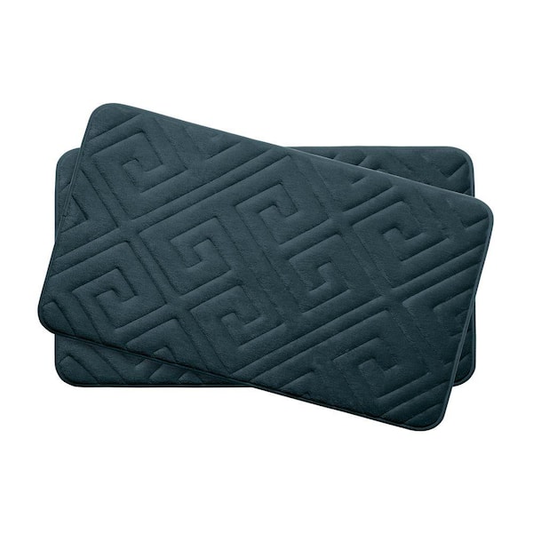 BounceComfort Caicos Slate Teal 17 in. x 24 in. Memory Foam 2-Piece Bath Mat Set