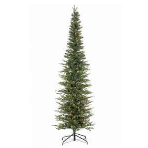 7.5 ft. Natural Cut Narrow Lincoln Pine Artificial Christmas Tree with 300 Clear Lights