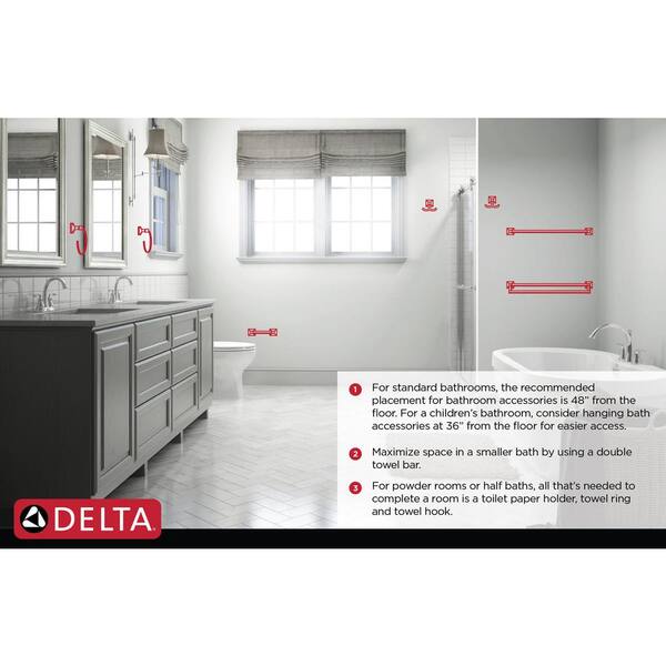 Towel Bar in SpotShield Brushed Nickel AMA24-SN Delta Amaya 24 in 