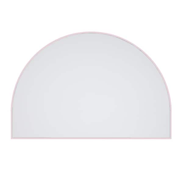 Glass Warehouse 60 in. W x 40 in. H Framed Arched Bathroom Vanity Mirror in Pink