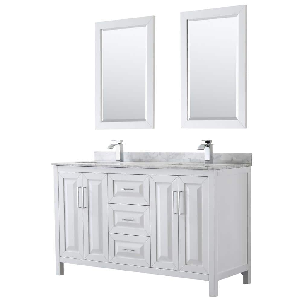 Wyndham Collection Daria 60 in. Double Bathroom Vanity in White with ...