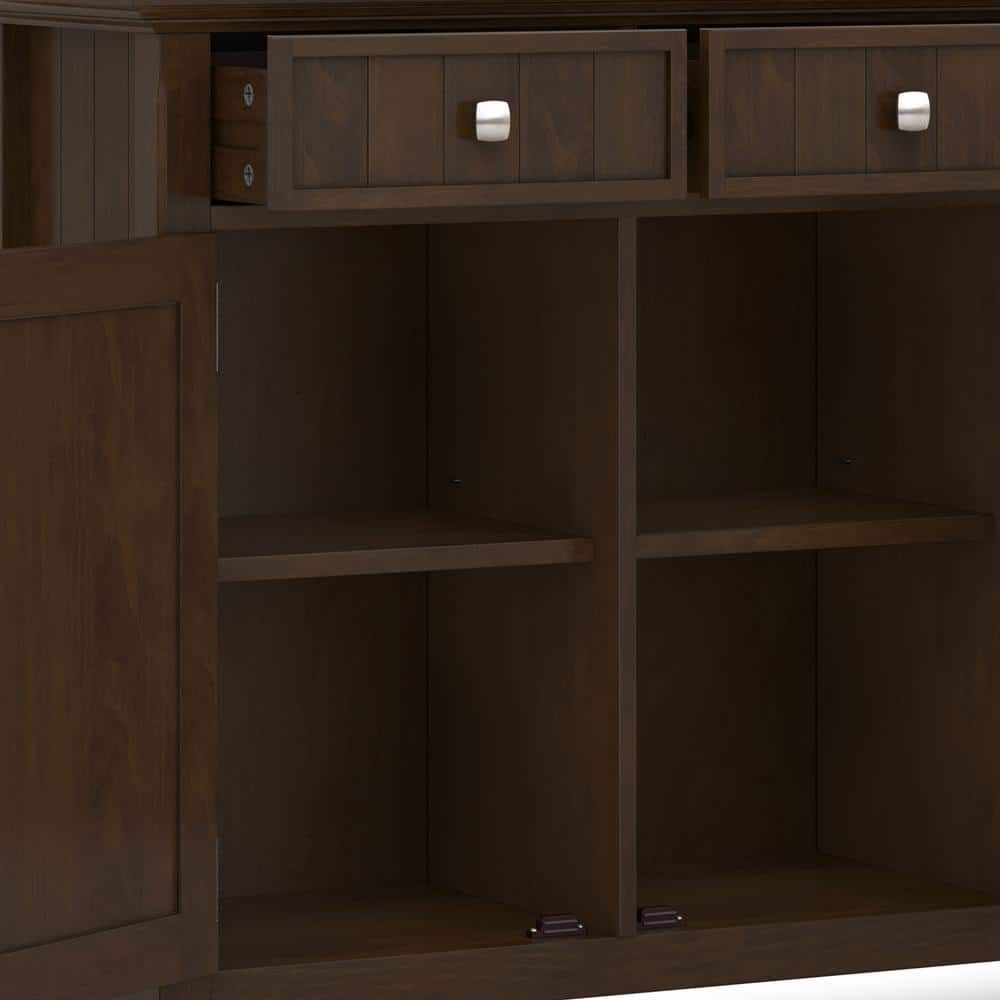 Brunette Brown Solid Wood Office Accent Cabinet with Adjustable Shelves